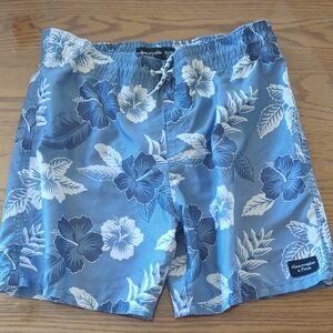Like New. Abercrombie & Fitch Blue and White Floral Swim Trunks. Size 11-12
